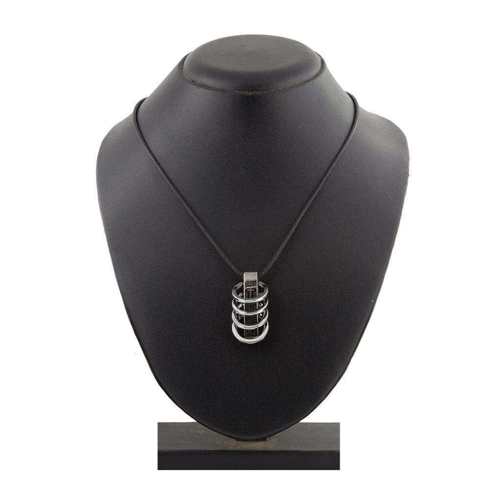 Funky Punk Biker 5 Rings Black Stainless Steel Pendant Necklace Chain For Men