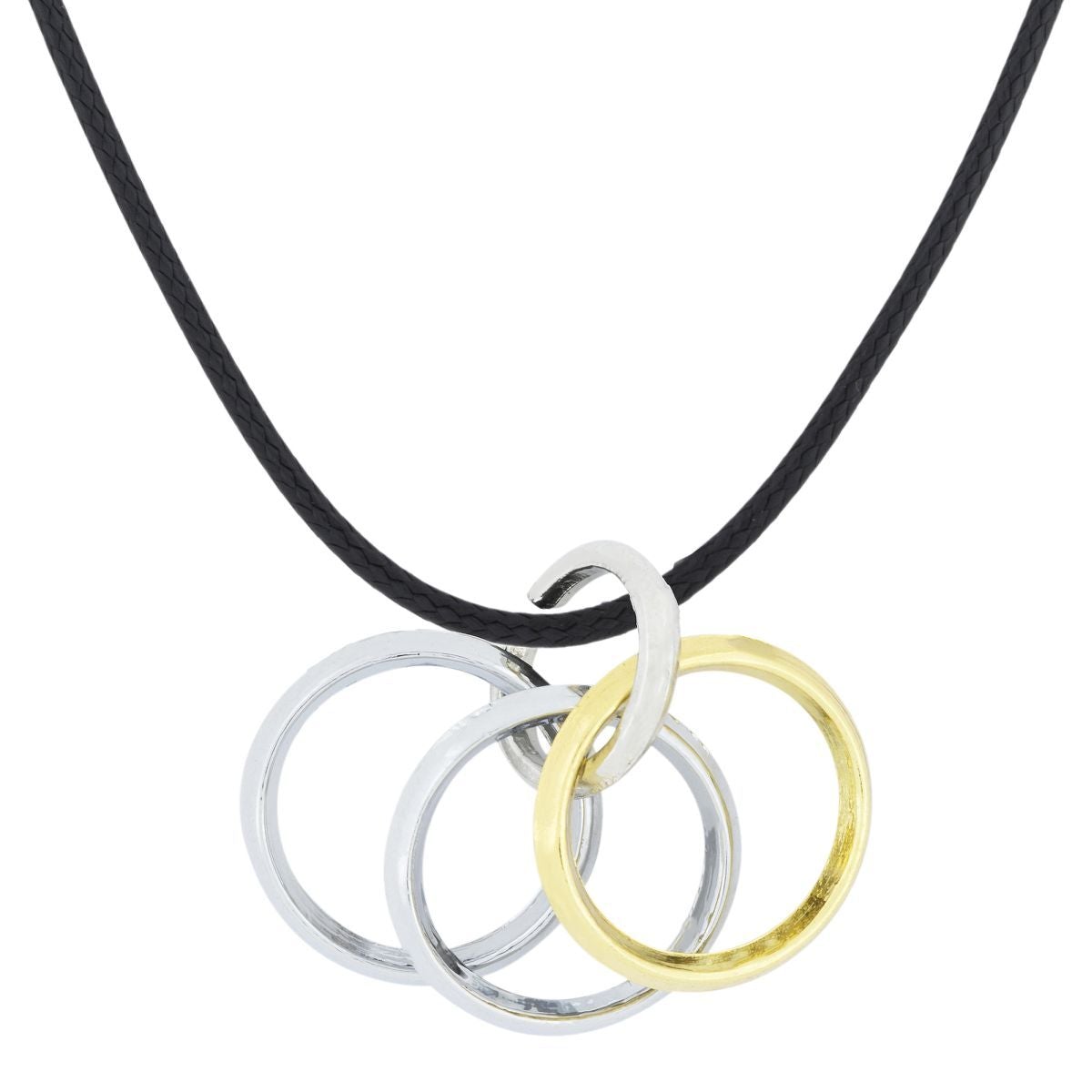 Funky Punk Biker 4 Rings Gold Stainless Steel Pendant Necklace Chain Main image
