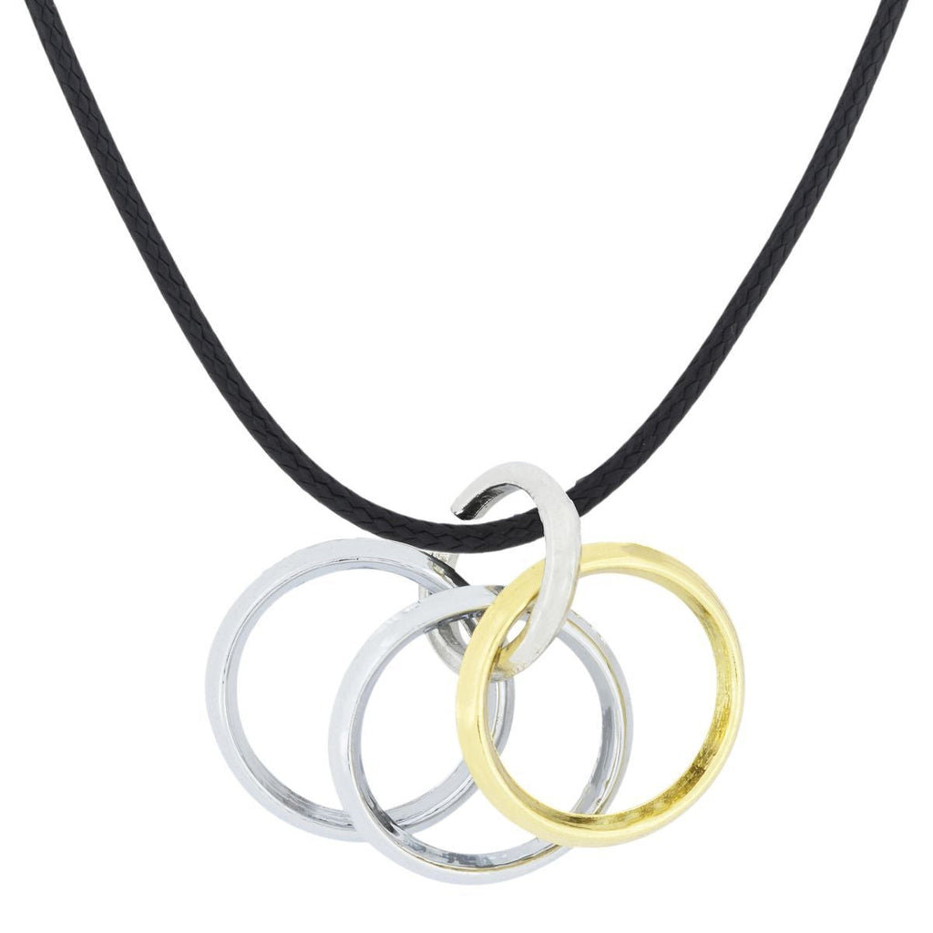 Funky Punk Biker 4 Rings Gold Stainless Steel Pendant Necklace Chain For Men