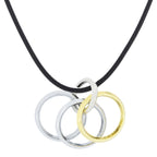 Funky Punk Biker 4 Rings Gold Stainless Steel Pendant Necklace Chain For Men