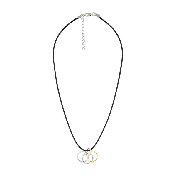 Funky Punk Biker 4 Rings Gold Stainless Steel Pendant Necklace Chain Secondary image