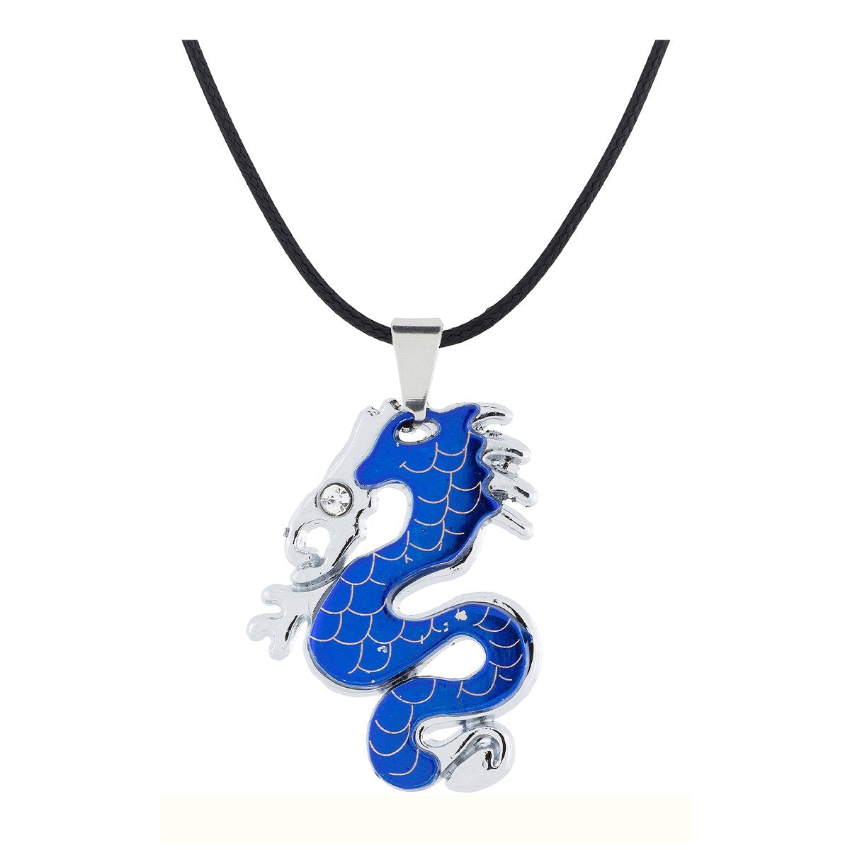 Punk Biker Dragon Snake Blue Stainless Steel Pendant Necklace Chain Main image