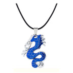 Punk Biker Dragon Snake Blue Stainless Steel Pendant Necklace Chain For Men