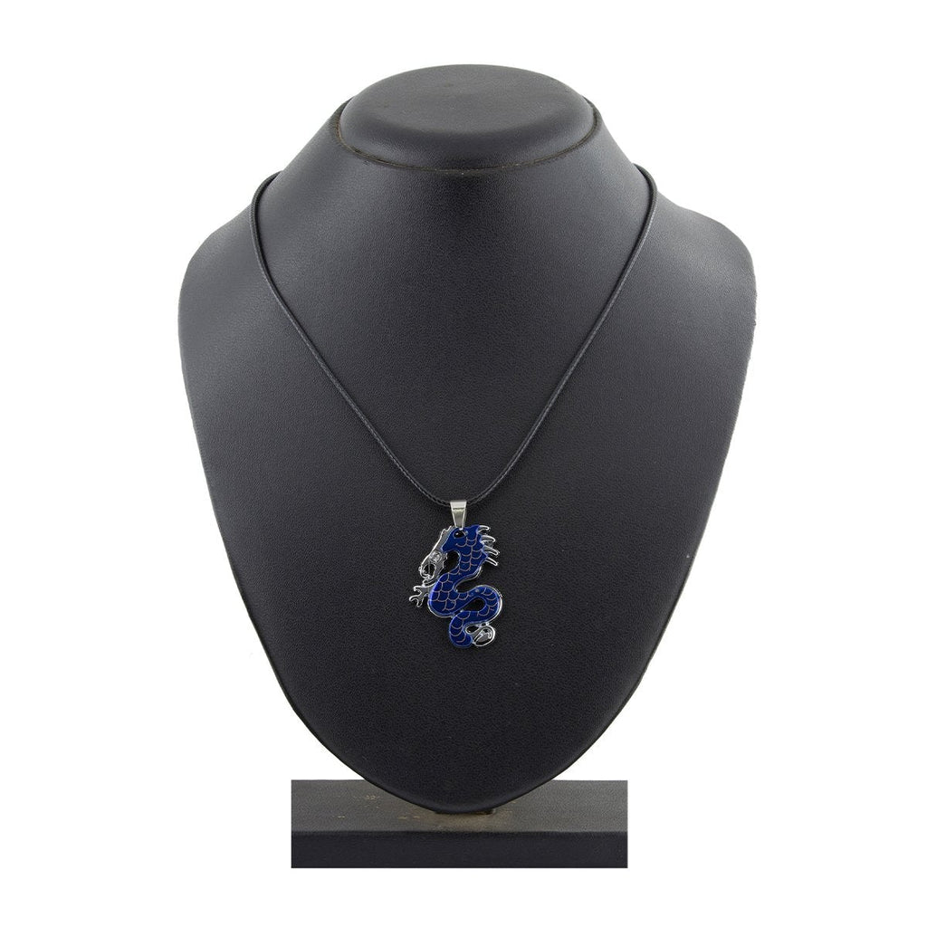 Punk Biker Dragon Snake Blue Stainless Steel Pendant Necklace Chain For Men