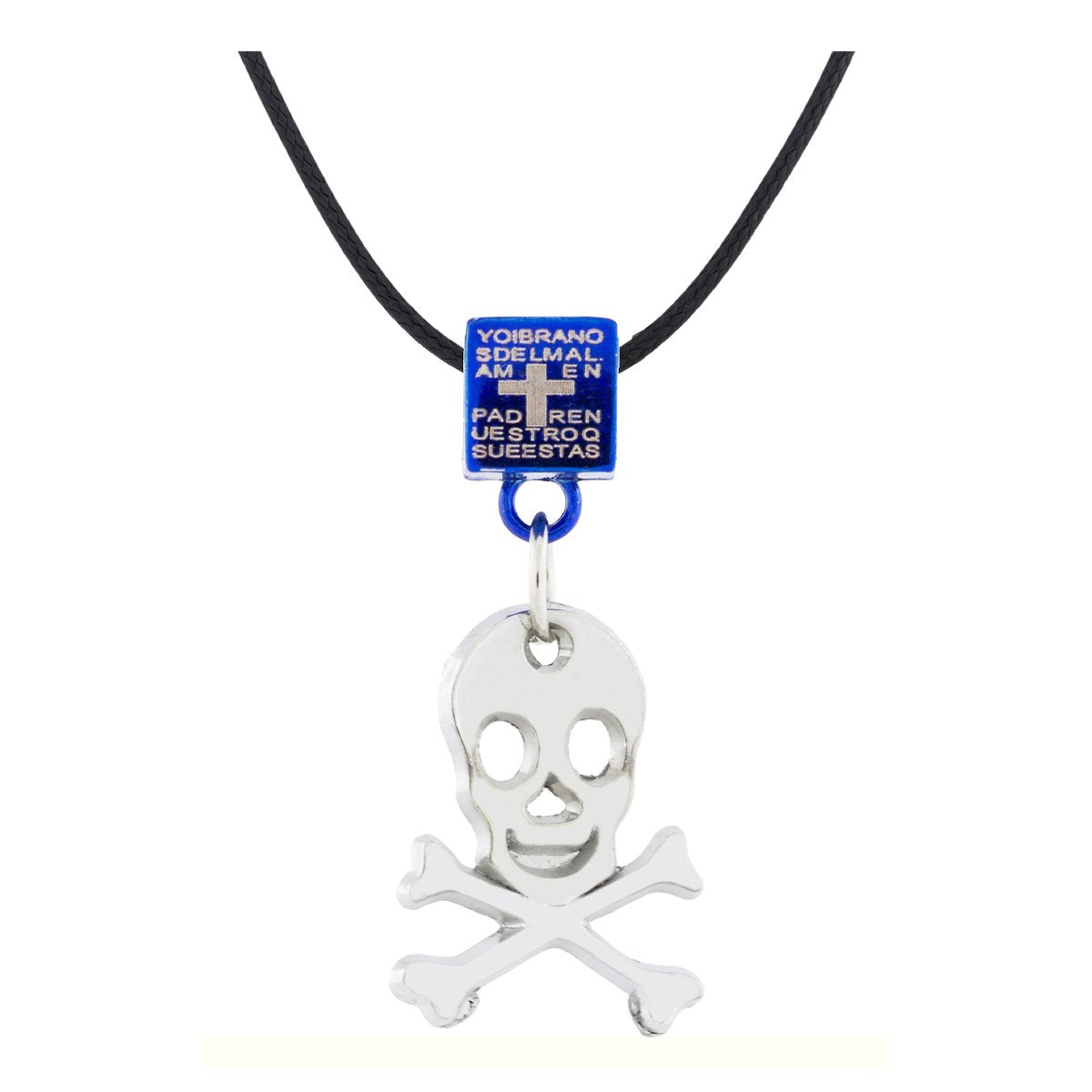 Biker Punk Skull Blue Silver Stainless Steel Pendant Necklace Chain Main image