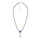 Biker Punk Skull Blue Silver Stainless Steel Pendant Necklace Chain For Men
