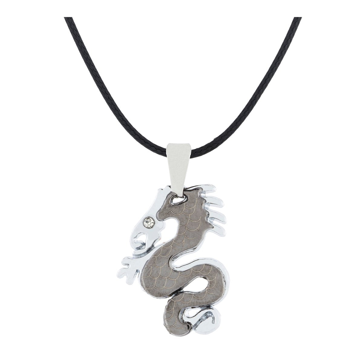 Punk Biker Dragon Snake Black Stainless Steel Pendant Necklace Chain For Men Main image