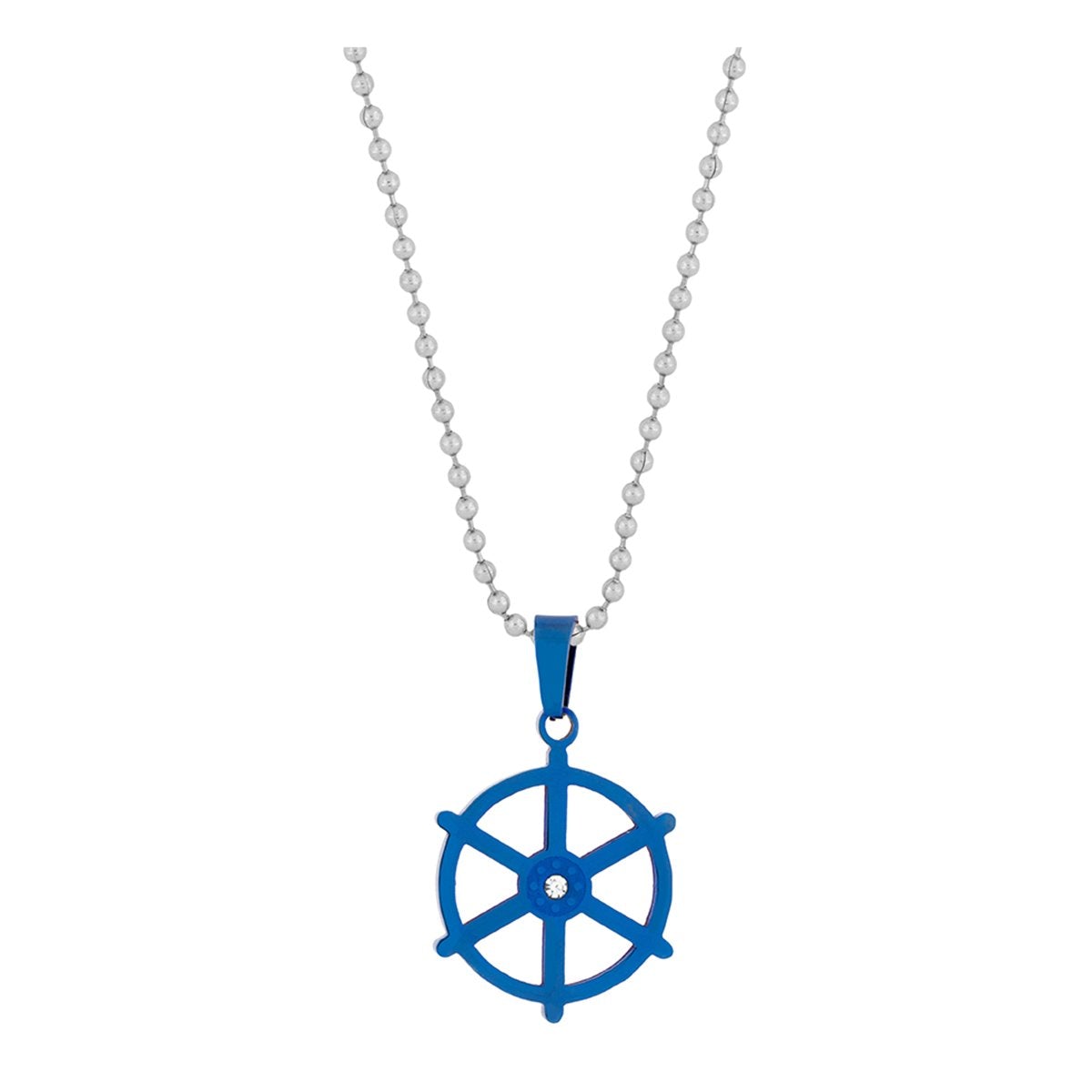 Anchor Rhodium Blue Silver Stainless Steel Combo Couple Pendant Chain Secondary image