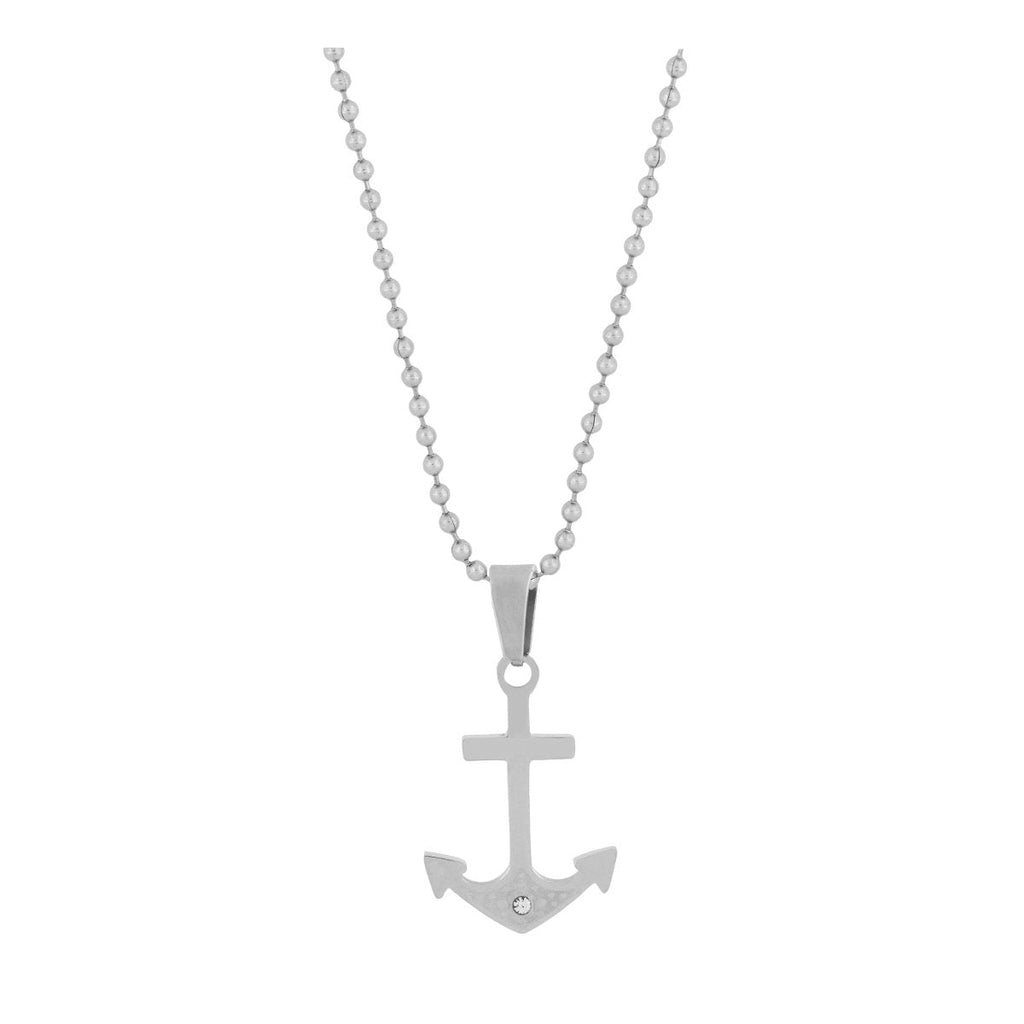 Anchor Rhodium Blue Silver Stainless Steel Combo Couple Pendant Chain