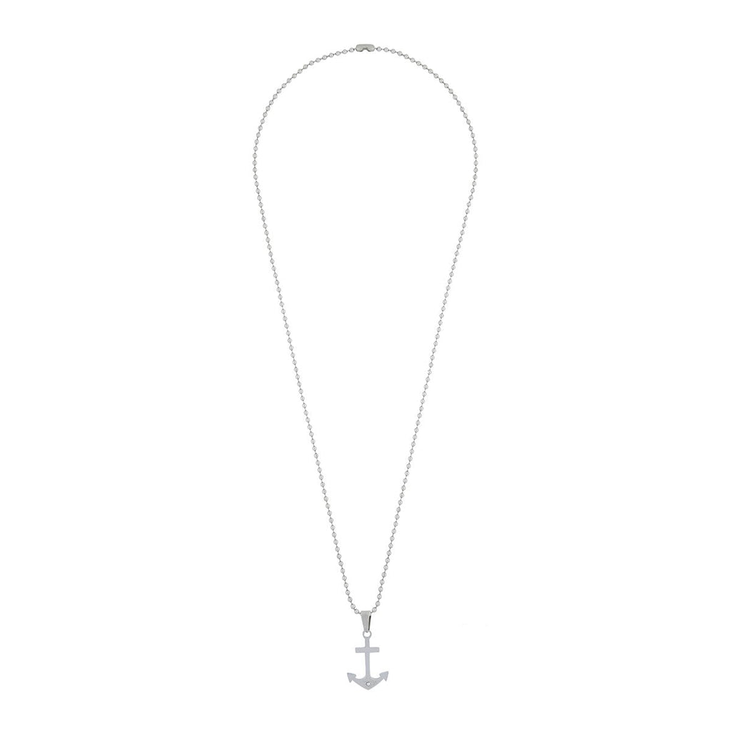 Anchor Rhodium Blue Silver Stainless Steel Combo Couple Pendant Chain