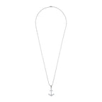 Anchor Rhodium Blue Silver Stainless Steel Combo Couple Pendant Chain