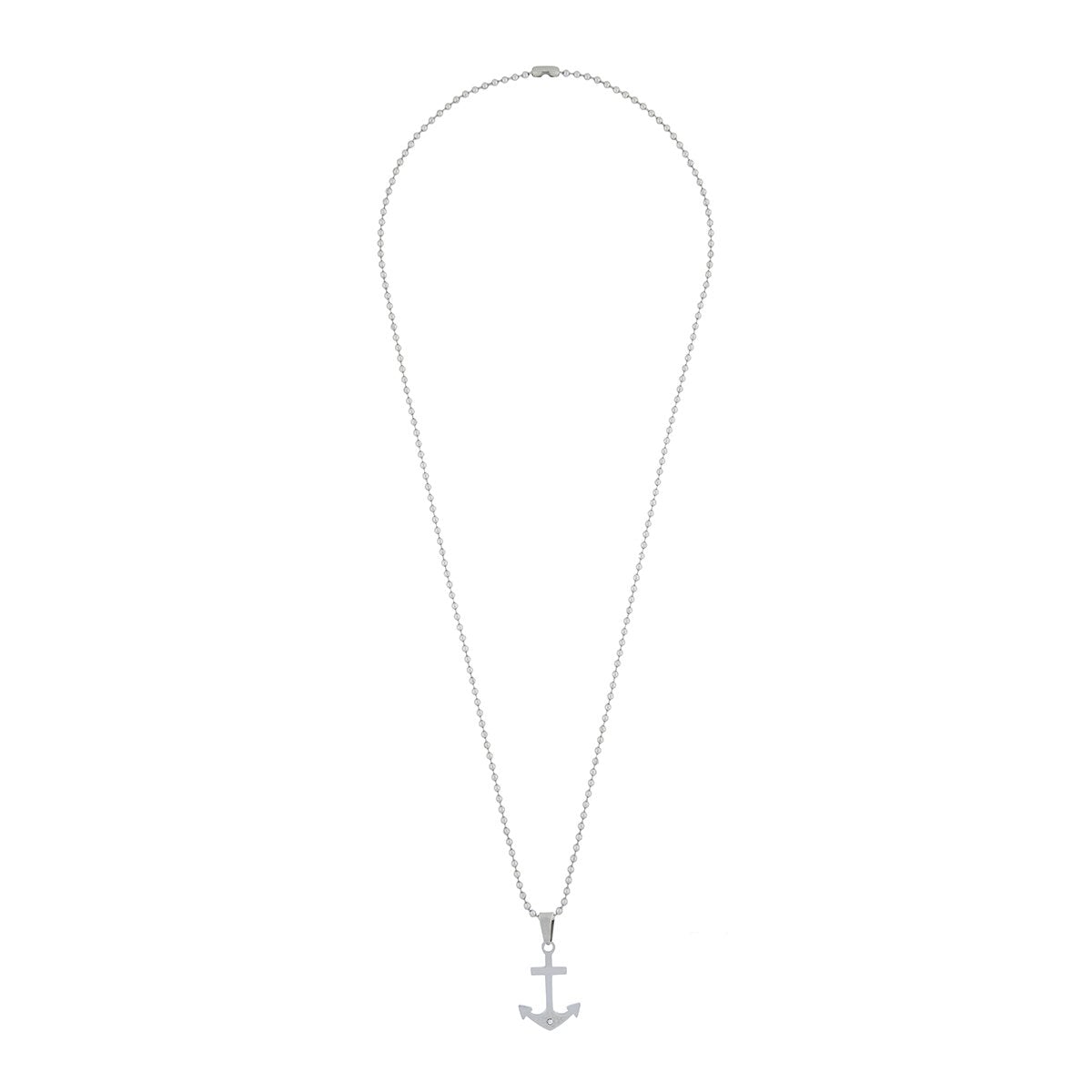 Anchor Rhodium Blue Silver Stainless Steel Combo Couple Pendant Chain