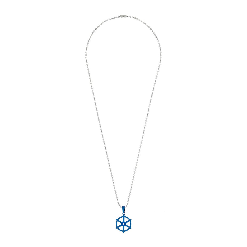 Anchor Rhodium Blue Silver Stainless Steel Combo Couple Pendant Chain