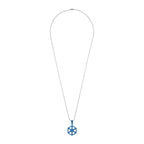 Anchor Rhodium Blue Silver Stainless Steel Combo Couple Pendant Chain