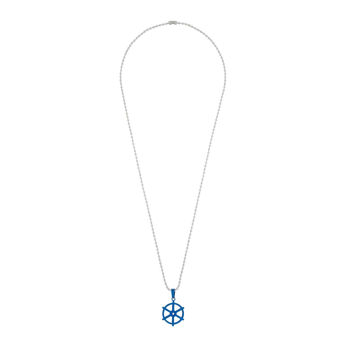 Anchor Rhodium Blue Silver Stainless Steel Combo Couple Pendant Chain
