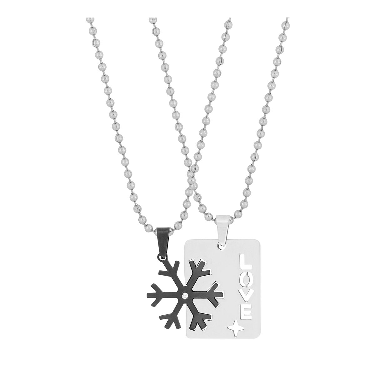 Love Wheel Black Silver Stainless Steel Couple Pendant Chain Bulk