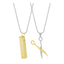 Comb Scissor Love Gold Silver Stainless Steel Couple Pendant Chain For Men