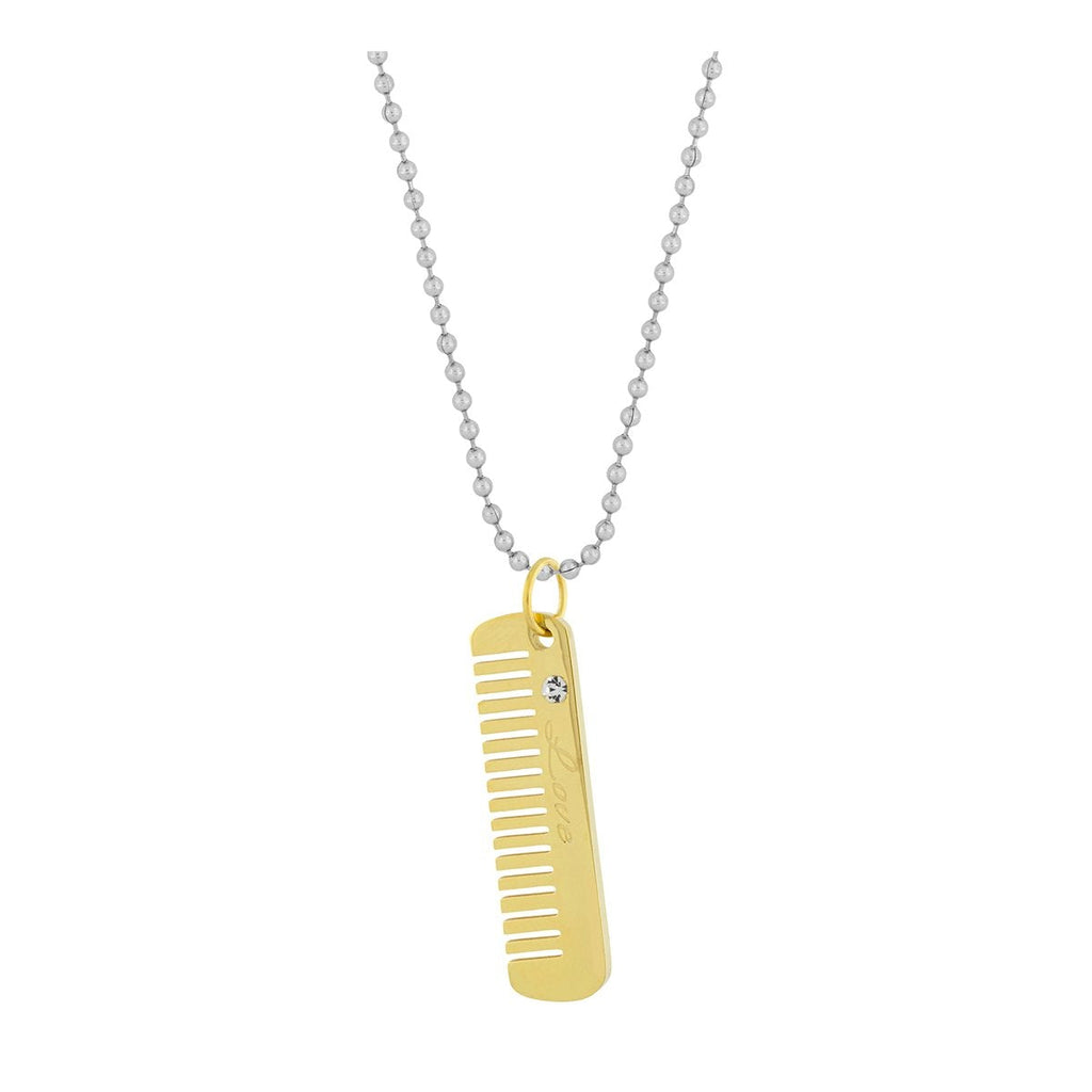 Comb Scissor Love Gold Silver Stainless Steel Couple Pendant Chain For Men