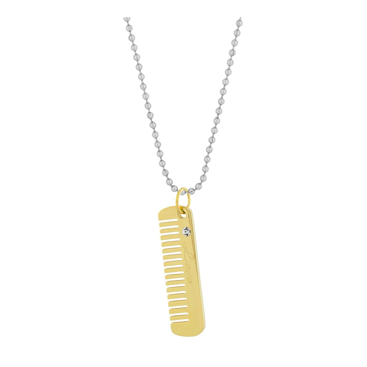 Comb Scissor Love Gold Silver Stainless Steel Couple Pendant Chain For Men