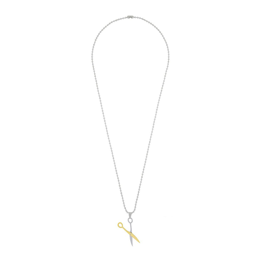 Comb Scissor Love Gold Silver Stainless Steel Couple Pendant Chain For Men