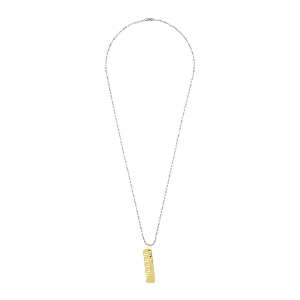 Comb Scissor Love Gold Silver Stainless Steel Couple Pendant Chain For Men
