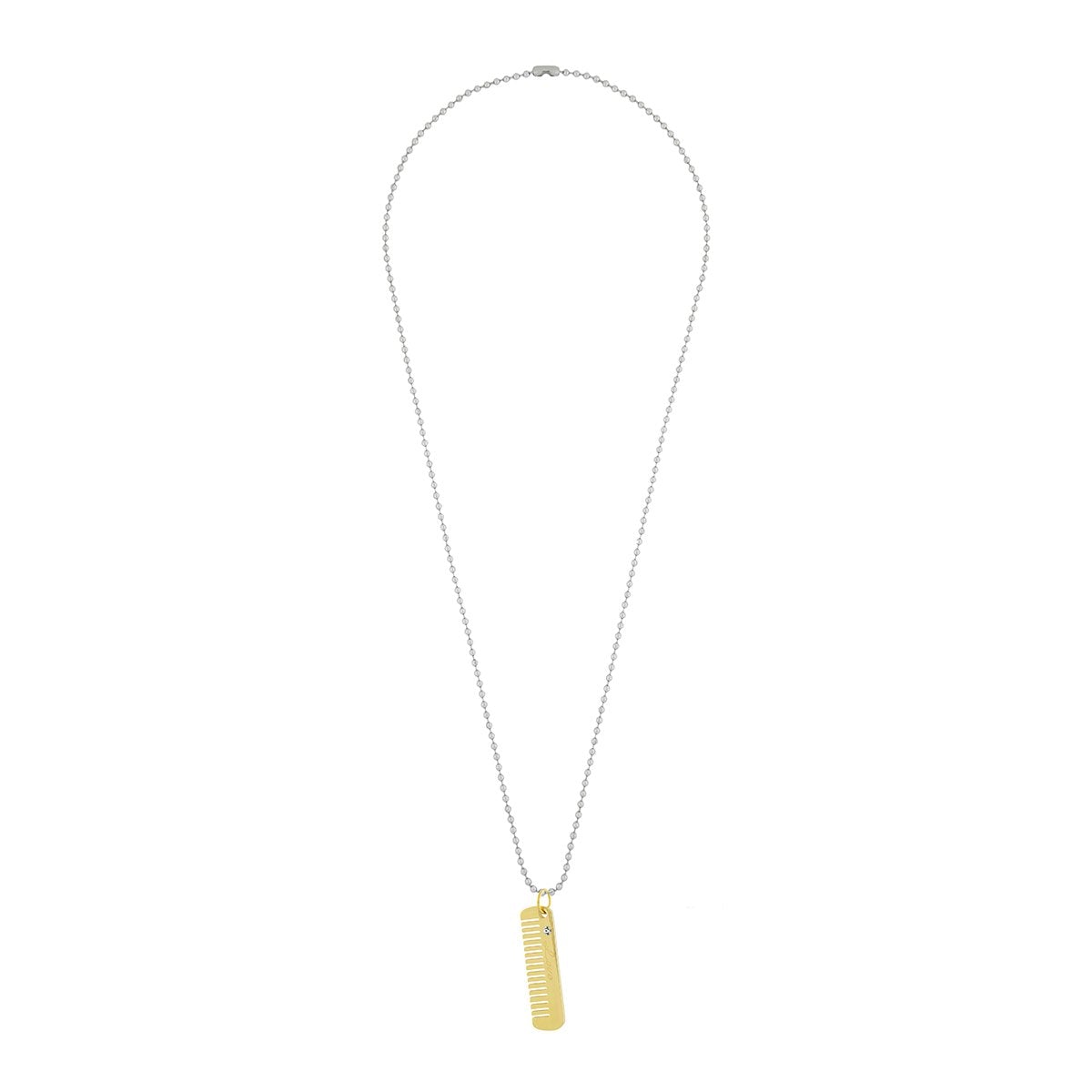 Comb Scissor Love Gold Silver Stainless Steel Couple Pendant Chain For Men