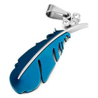 Birds Feather Rhodium CZ Stainless Steel Blue Pendant Chain Bulk