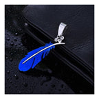 Birds Feather Rhodium CZ Stainless Steel Blue Pendant Chain Bulk