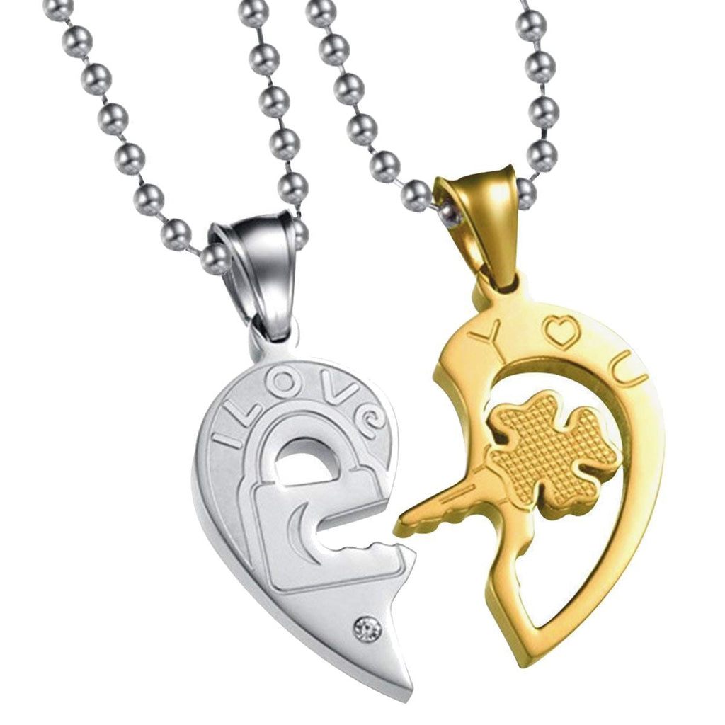 Heart Valentine Gold Silver Stainless Steel Couple Pendant Chain Bulk
