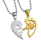 Heart Valentine Gold Silver Stainless Steel Couple Pendant Chain Bulk
