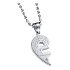 Heart Valentine Gold Silver Stainless Steel Couple Pendant Chain Bulk