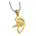 Heart Valentine Gold Silver Stainless Steel Couple Pendant Chain Bulk