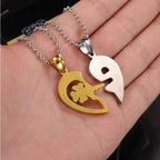 Heart Valentine Gold Silver Stainless Steel Couple Pendant Chain Bulk