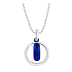 Dual Inside Ring Stainless Steel Blue Silver Pendant Chain Necklace