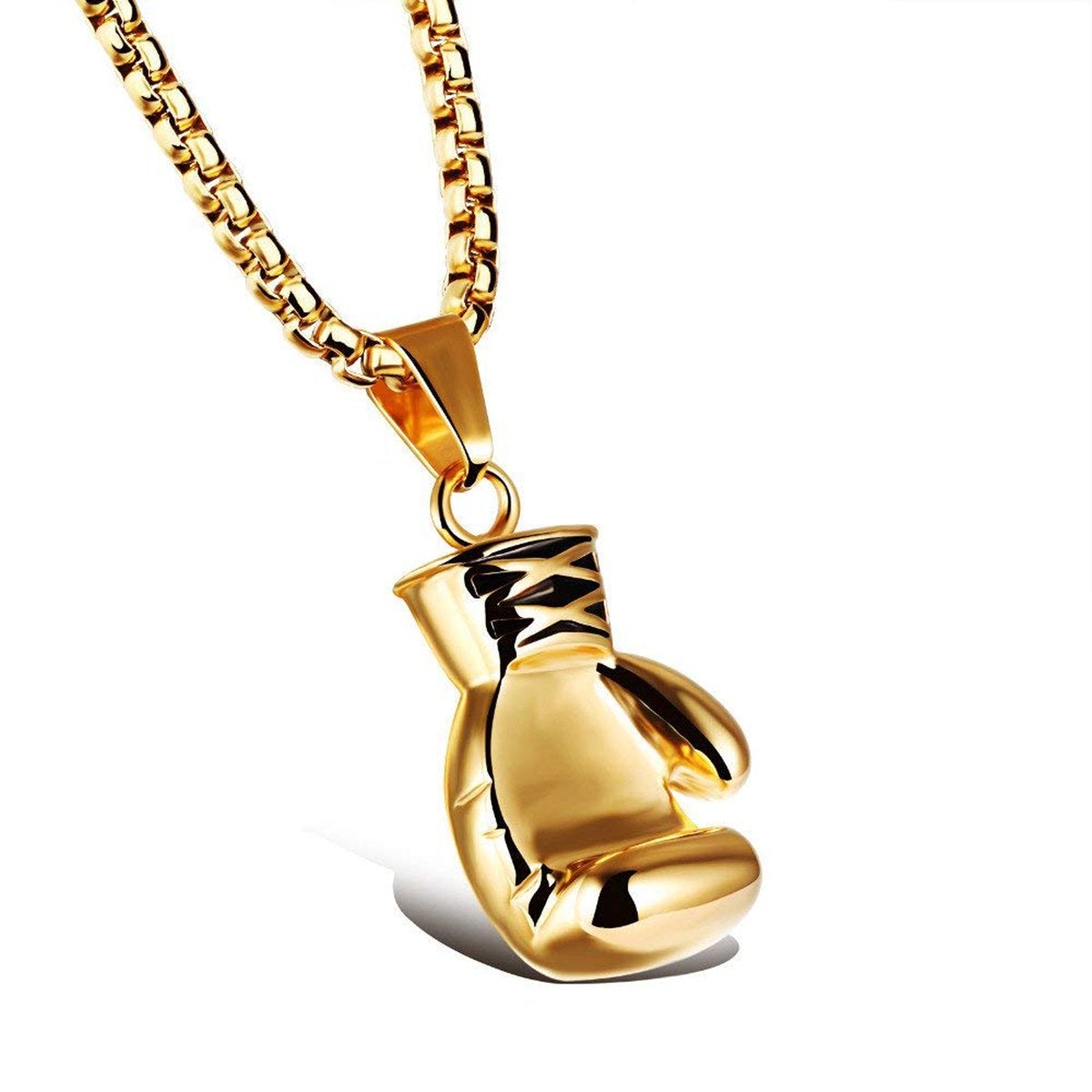 Glossy Boxing Glove 18K Gold 316L Stainless Steel Pendant Chain Bulk Secondary image
