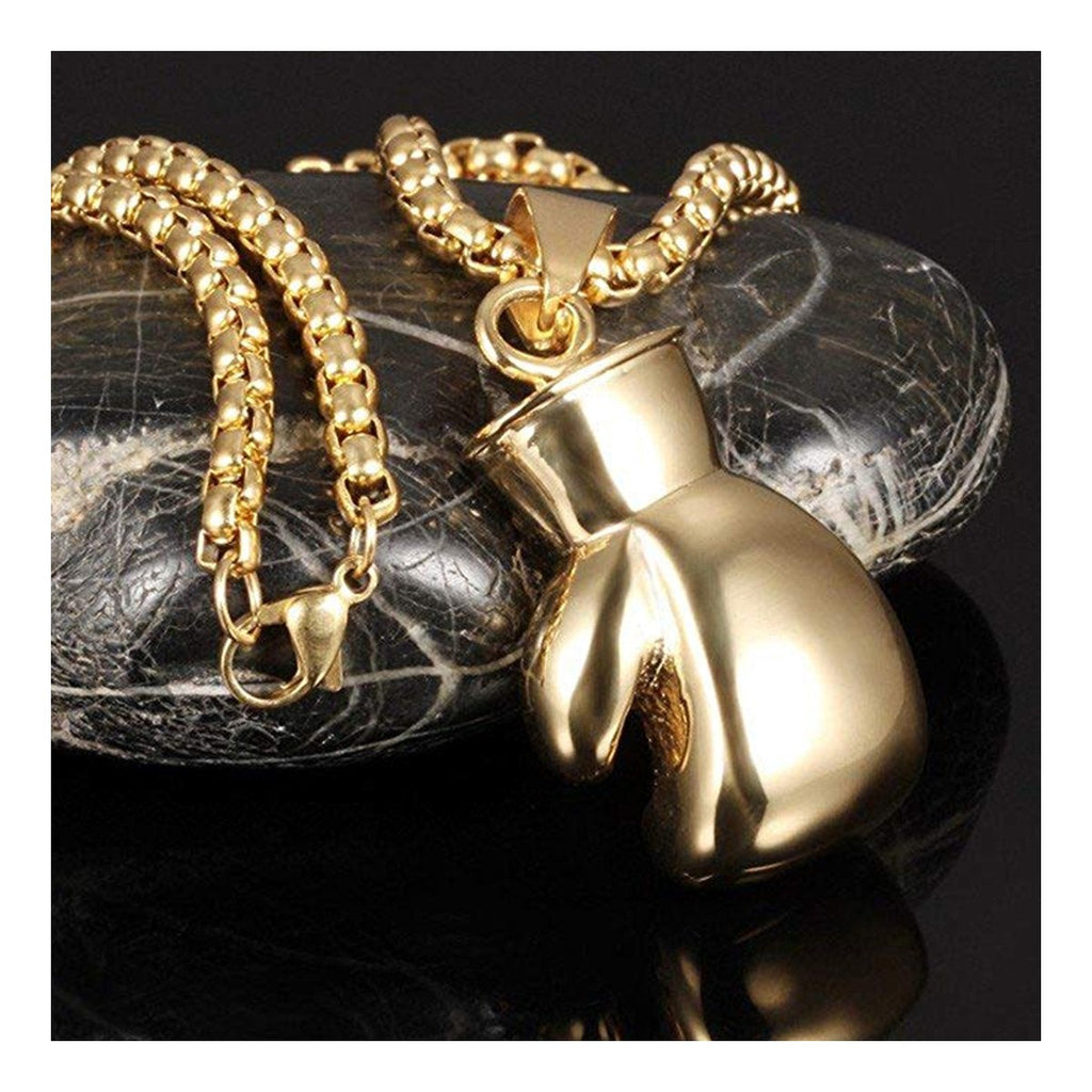 Glossy Boxing Glove 18K Gold 316L Stainless Steel Pendant Chain Bulk