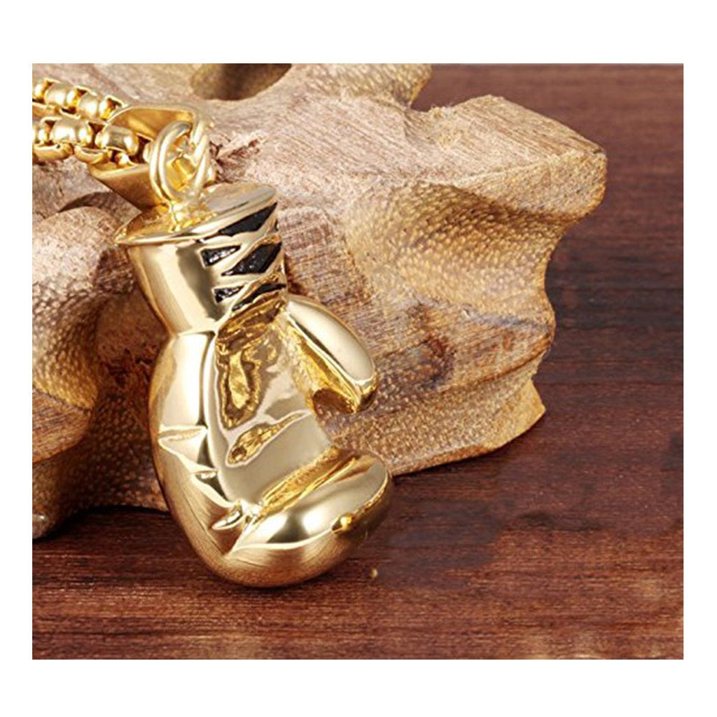 Glossy Boxing Glove 18K Gold 316L Stainless Steel Pendant Chain Bulk