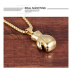 Glossy Boxing Glove 18K Gold 316L Stainless Steel Pendant Chain Bulk