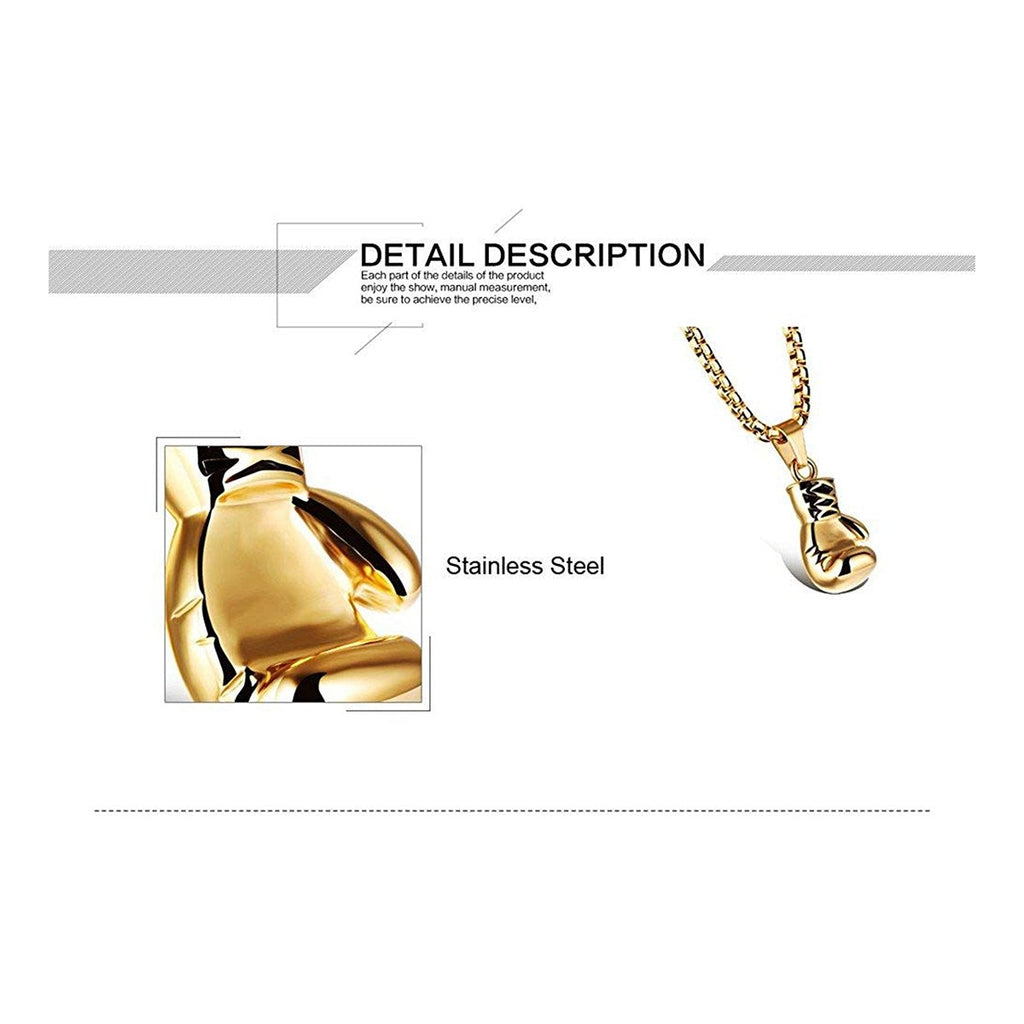 Glossy Boxing Glove 18K Gold 316L Stainless Steel Pendant Chain Bulk