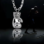 Glossy Boxing Glove Silver Rhodium Stainless Steel Pendant Chain Bulk