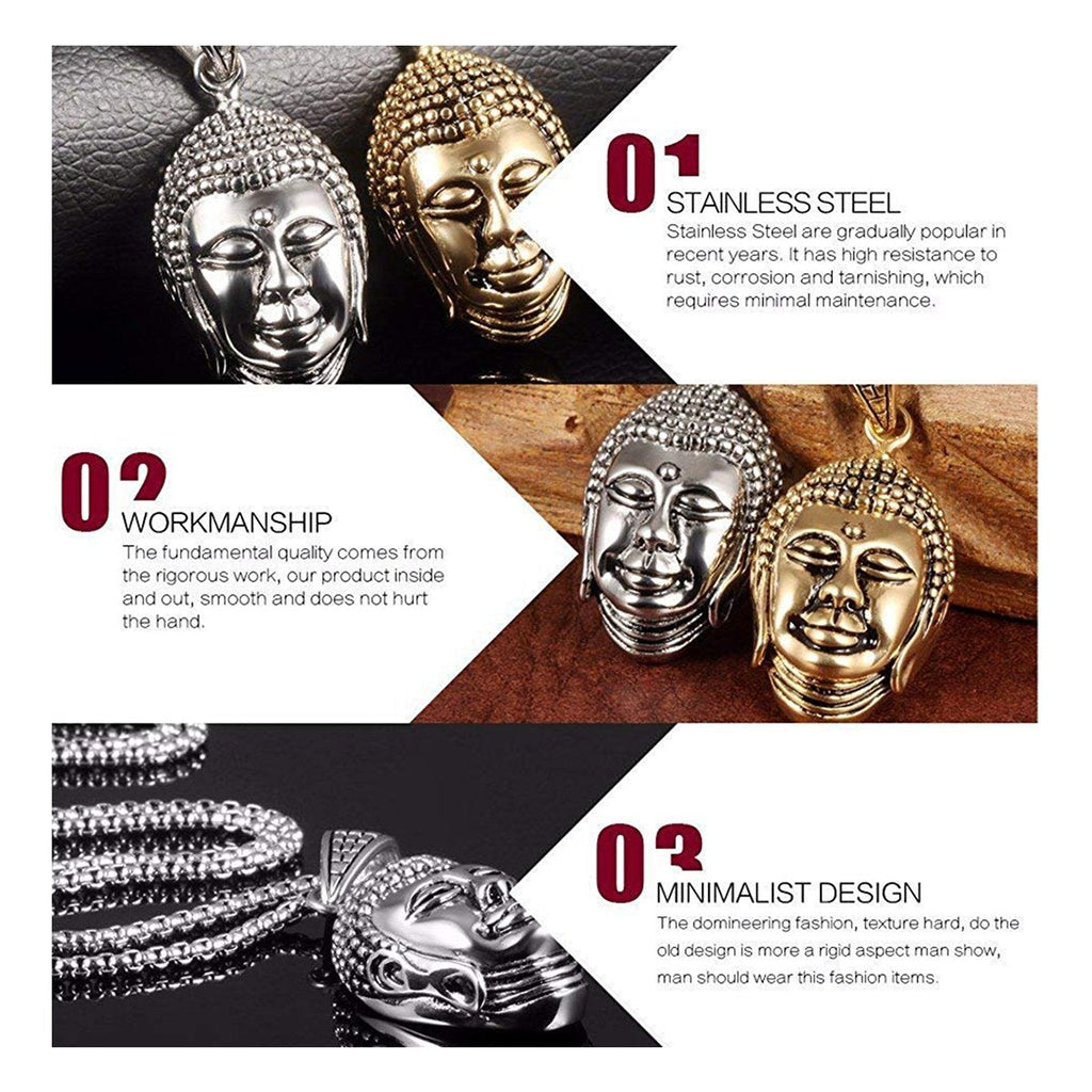 Religious Buddha Silver Stainless Steel Pendant Chain Bulk
