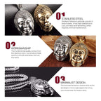 Religious Buddha Silver Stainless Steel Pendant Chain Bulk