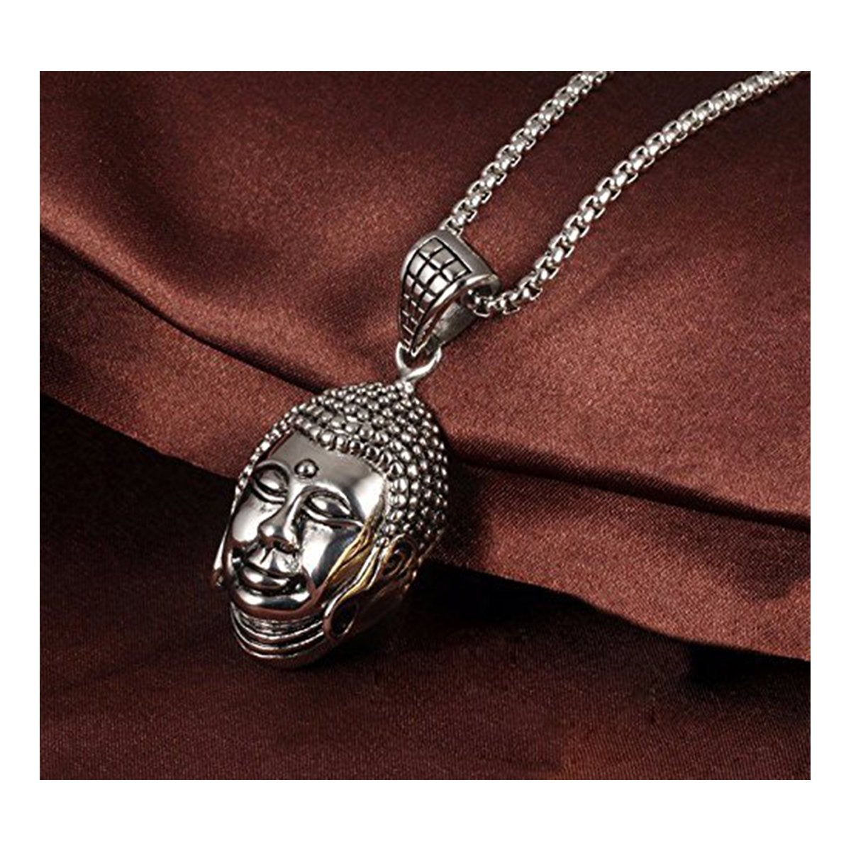 Religious Buddha Silver Stainless Steel Pendant Chain Bulk Main image