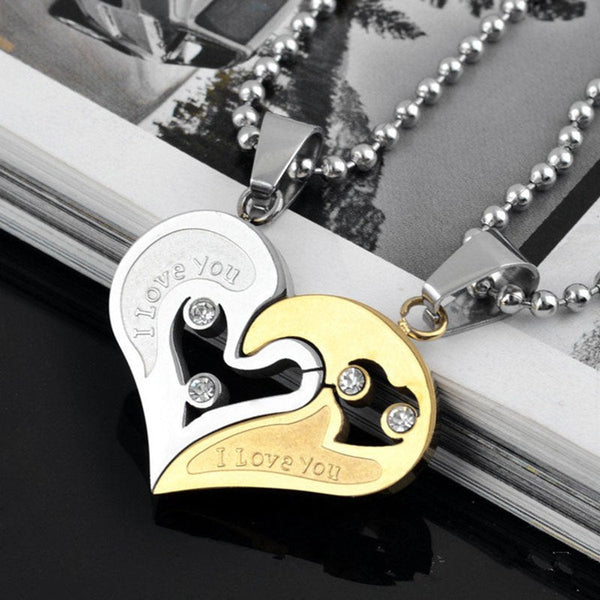 Valentine Heart Gold Silver Stainless Steel Couple Chain Pendant Combo Main image