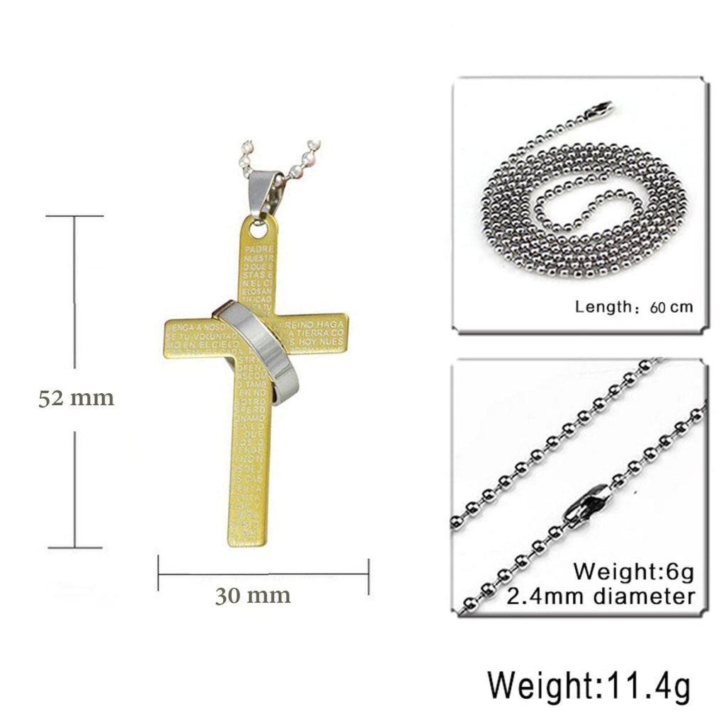 Bible Cross Jesus Christian Prayer Stainless Steel Pendant Chain Bulk