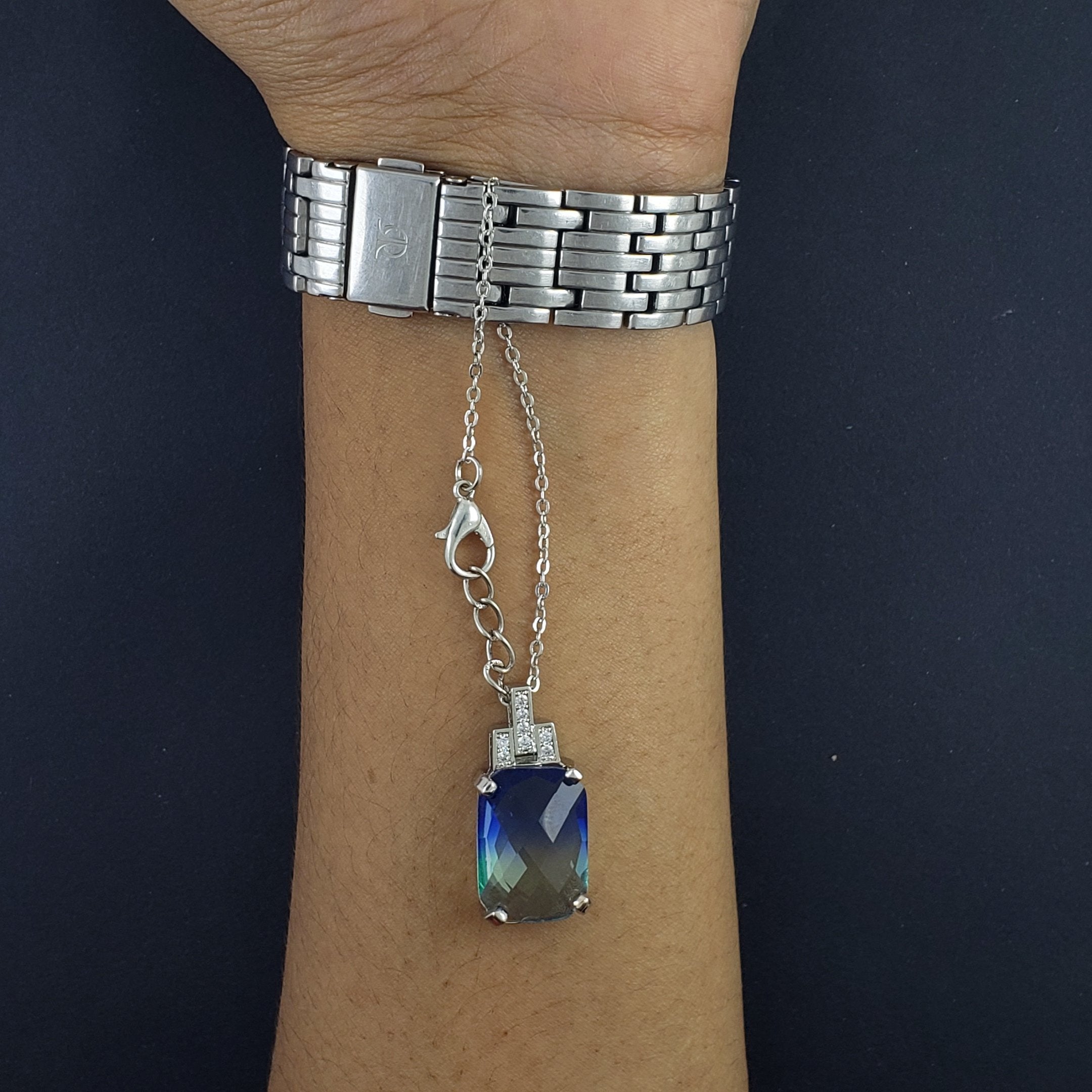 Cool Sea Blue Shades Silver Brass Watch Charm For Women Bulk