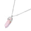 Bullet Pencil Natural Rose Pink Quartz Crystal Pendant Chain Bulk