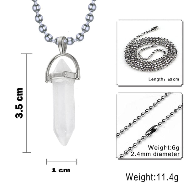 Hexagon Bullet Pencil Natural Opal Crystal Stone Pendant Chain Bulk Secondary image