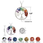 Tree Of Life Natural 7 Chakra Reiki Heaing Crystal Pendant Chain Bulk