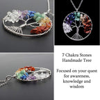 Tree Of Life Natural 7 Chakra Reiki Heaing Crystal Pendant Chain Bulk